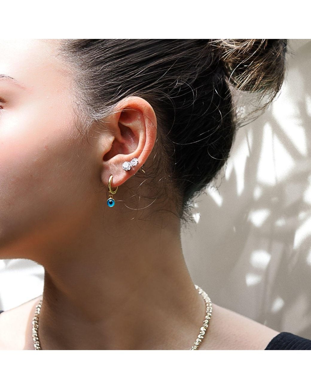 Ebru Jewelry Blue Huggie Hoop Earring