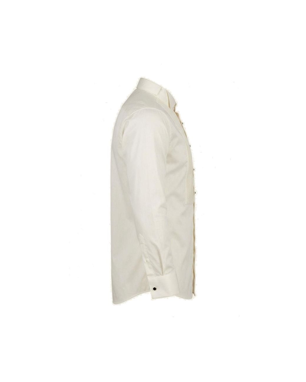 Ron Tomson White Neutrals Diagonal Pleated Wing Tip Collar Shirt for men