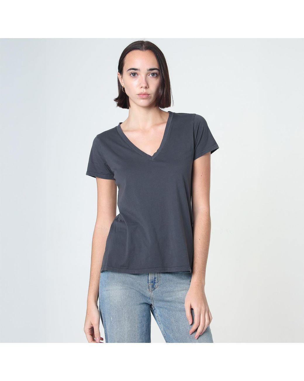 NOEND Gray Supima Cotton V Neck Tee