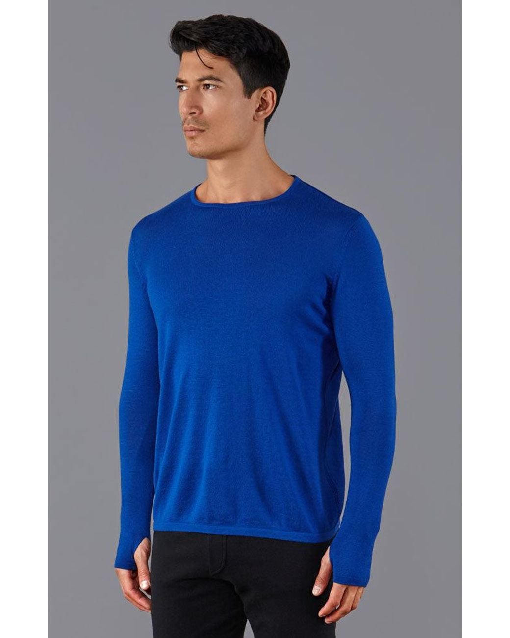 Paul James Knitwear Blue Heavyweight Merino Activewear Training Kratos Top for men