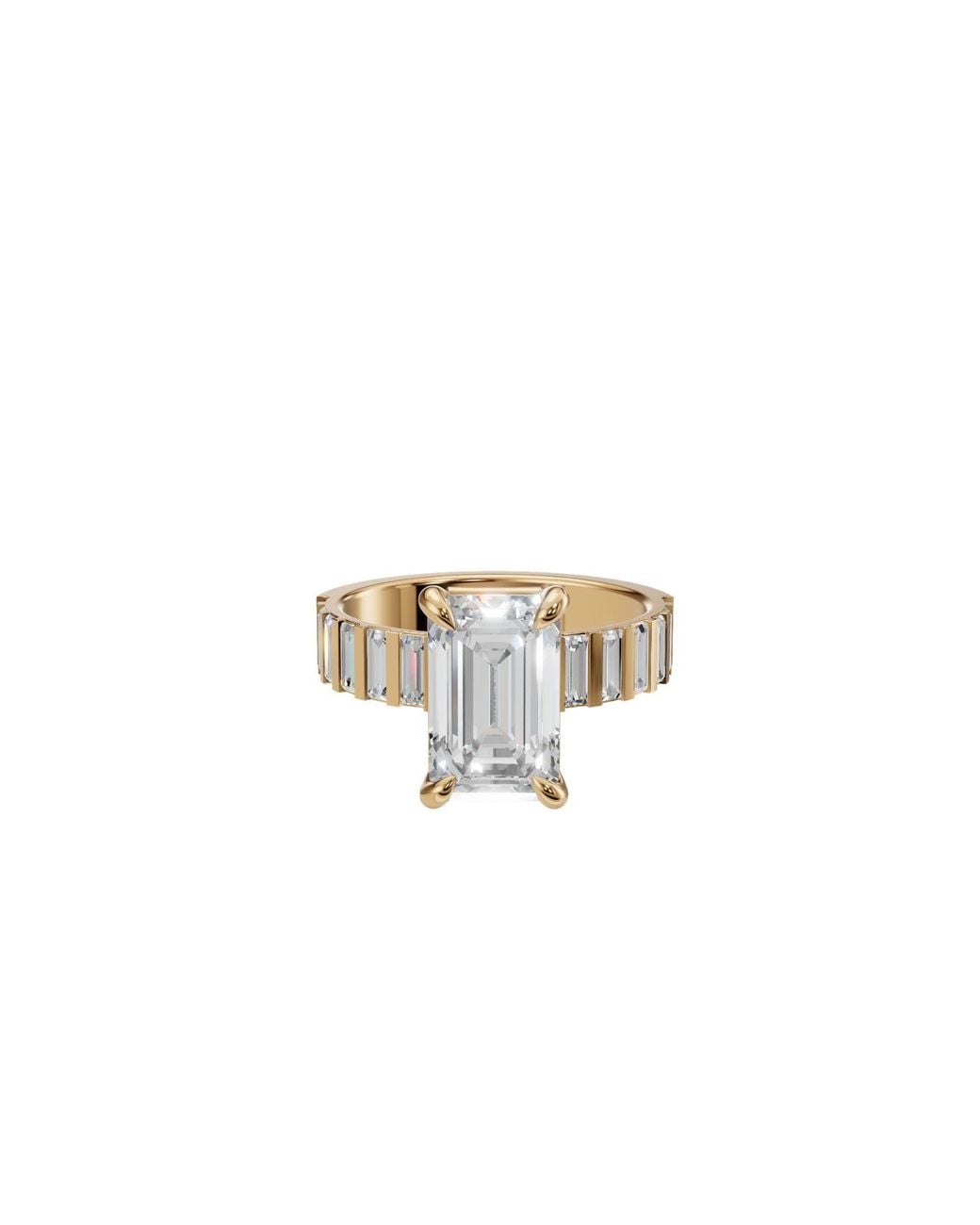 Aya Fine Jewelry Metallic 4 Carat Igi Certified Emerald Cut Lab Grown Diamond Engagement Ring