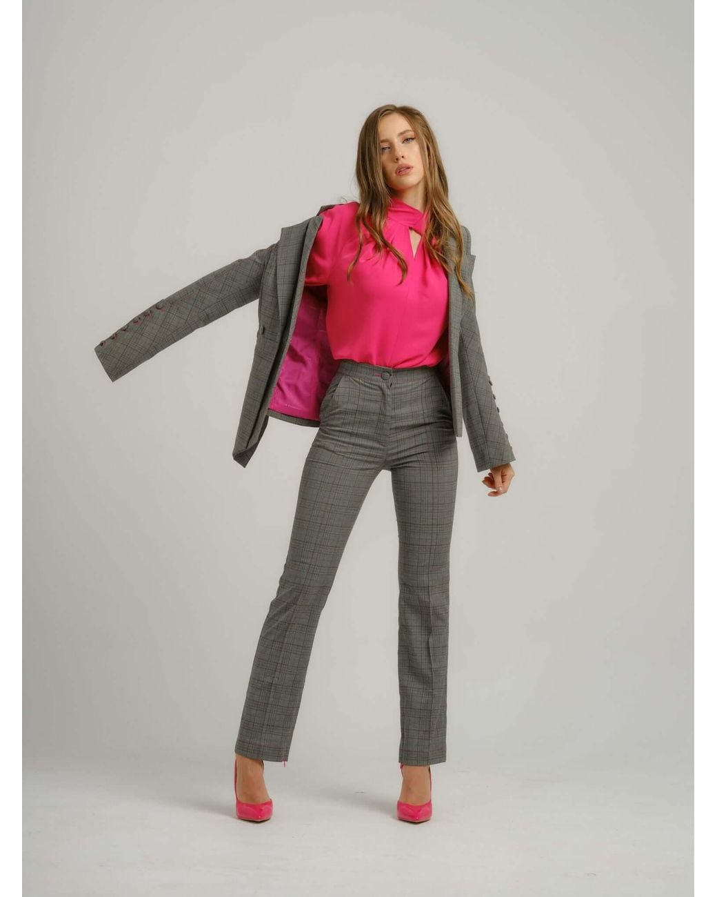 Tia Dorraine Gray Get Down To Business Tailored Asymmetric Statement Blazer
