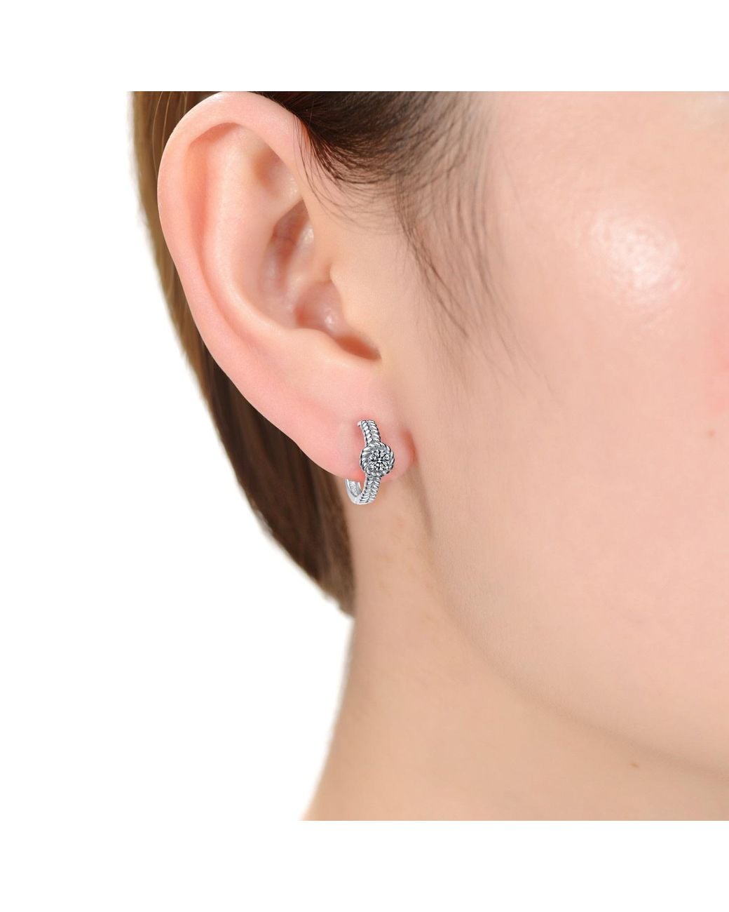 Genevive Jewelry Multicolor Sterling Cubic Zirconia Cable Hoop Earrings