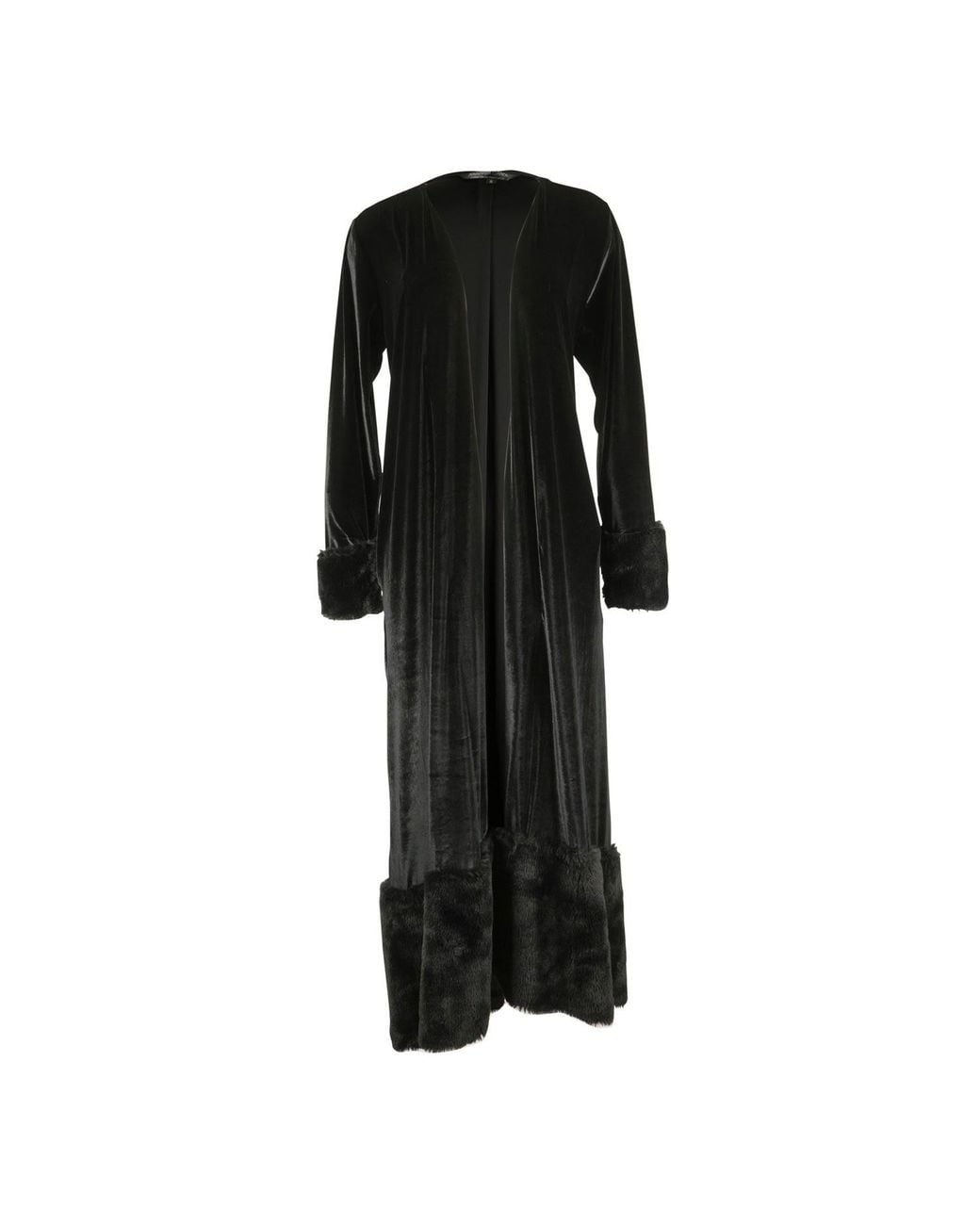 Jennafer Grace Black Velvet Faux Fur Cuff Coat