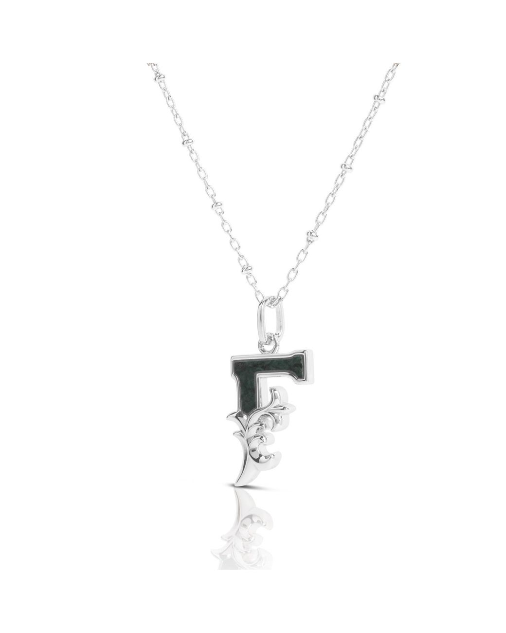 Kasun Metallic Solid F Initial Necklace With Marble