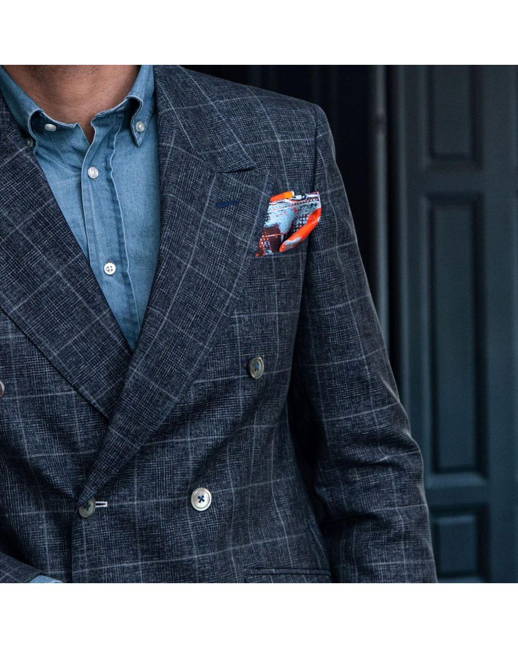 Otway & Orford Orange 'Lone Fighter' Spitfire Silk Pocket Square for men