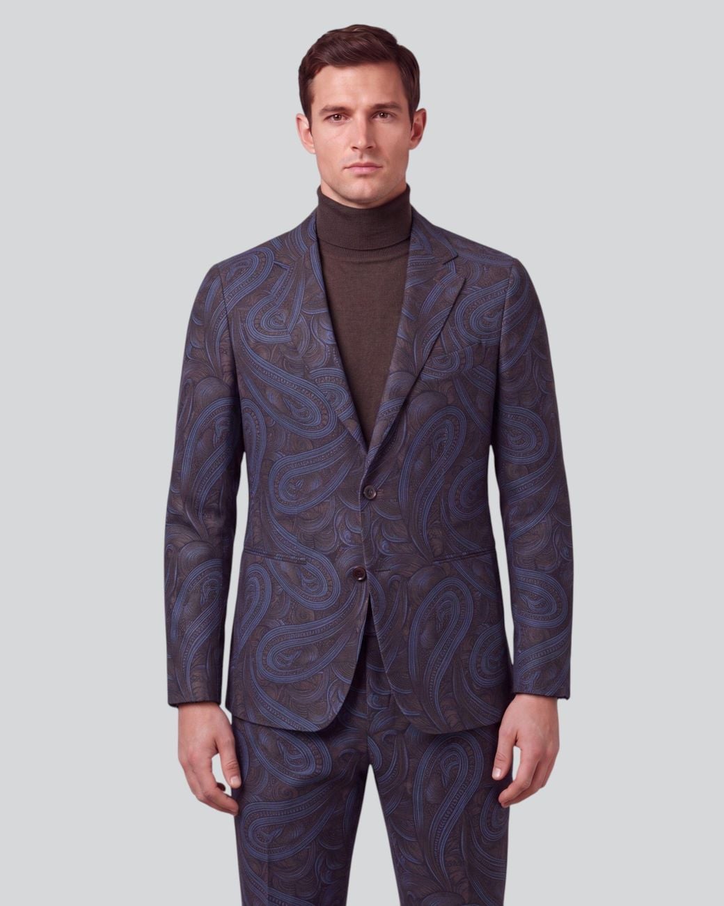 Lords of Harlech Blue Jaques Paisley Badalona Brownie Wool Blazer for men
