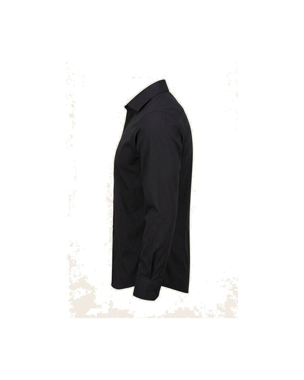 Ron Tomson Black Pure Cotton Spread Collar Fitted Dress Shirt for men