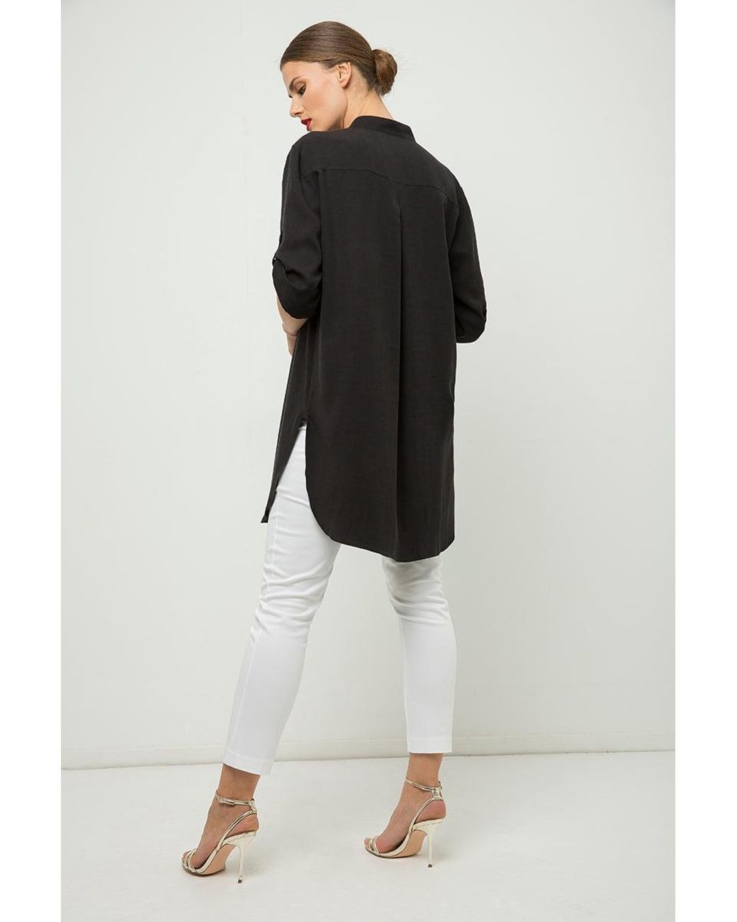 Conquista Black Long Shirt With Print Detail