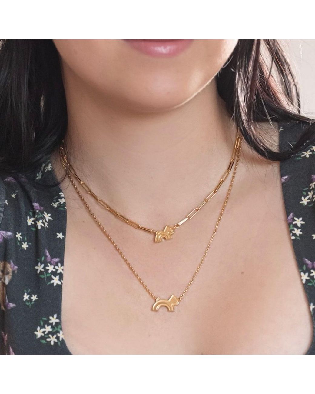 Cloud Haven Metallic Dainty Logo Pendant Necklace