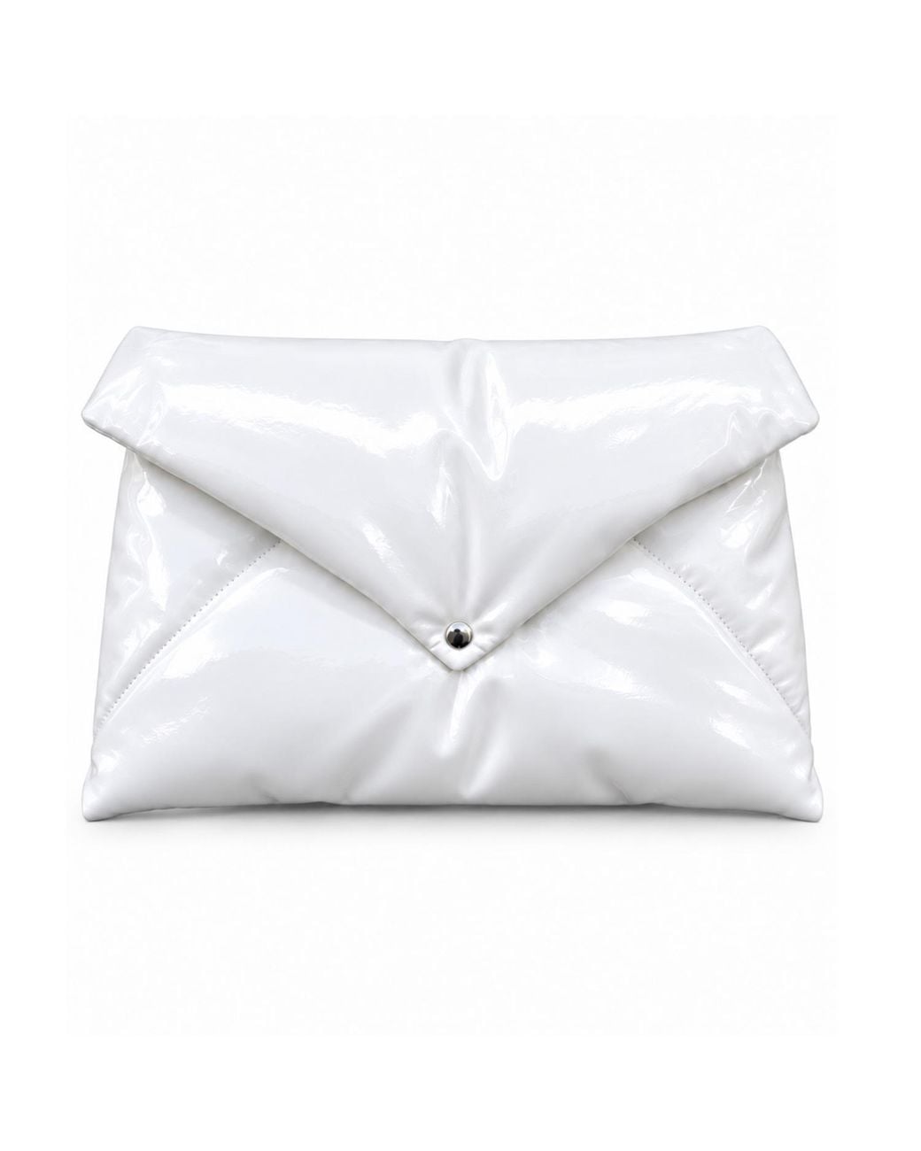Julia Allert White Glossy Patent Envelope Clutch Bag