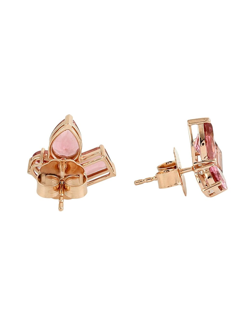 Artisan Pink Rose Tourmaline Multi-Shape Stud Earrings