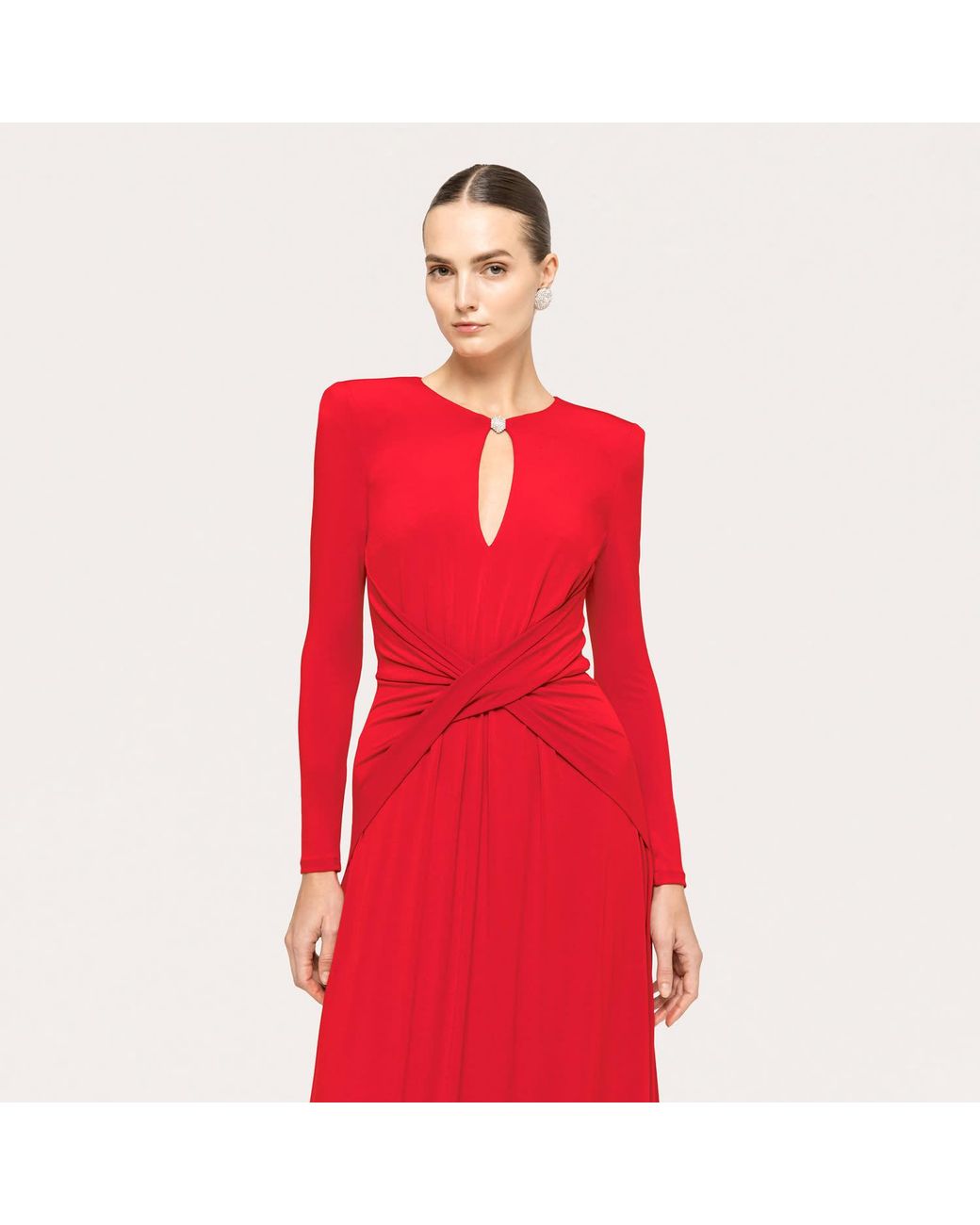 Nissa Red Crystal-Detail Maxi Dress