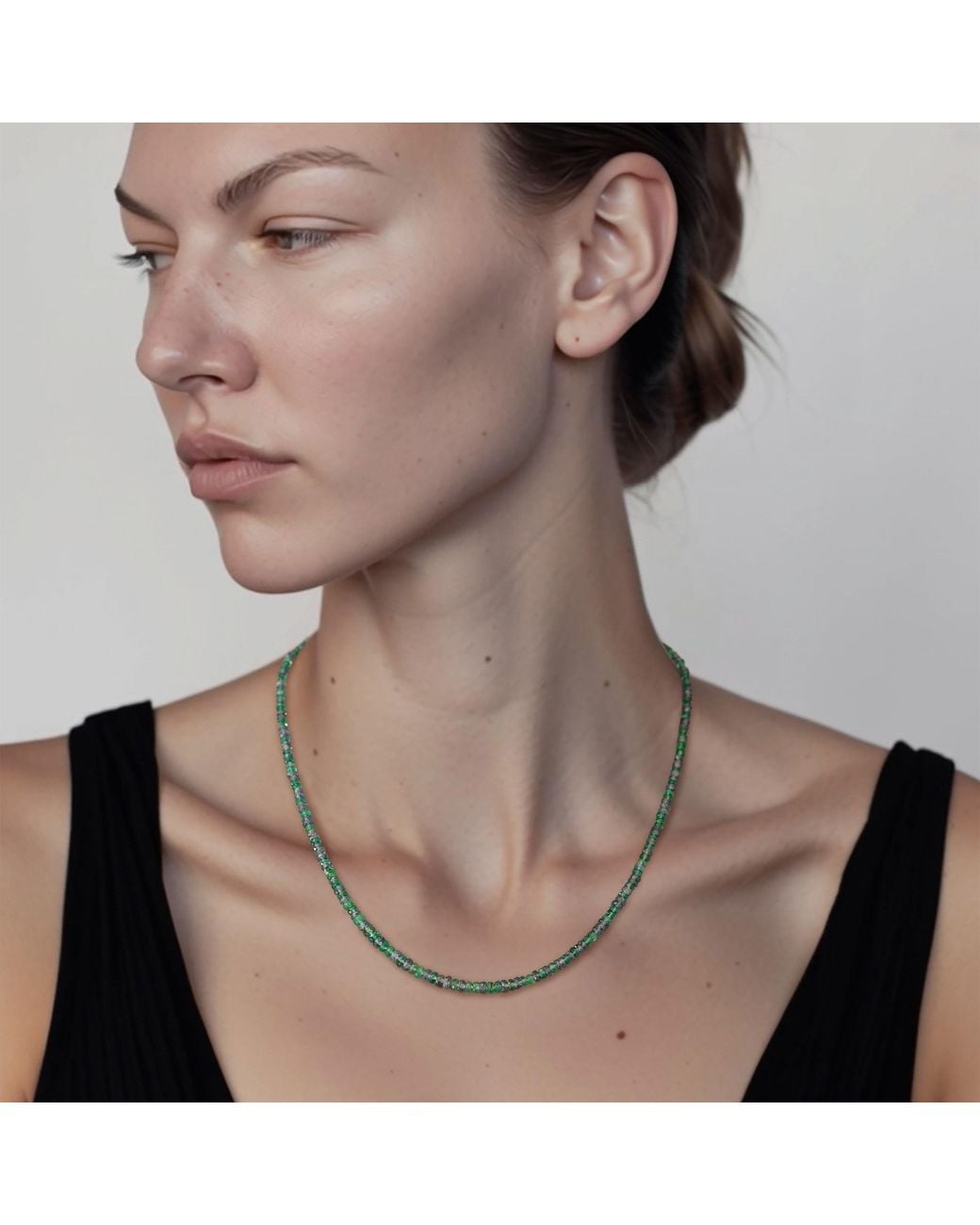 Bombyx House Metallic Mixed Sapphire Emerald Graduated Necklace