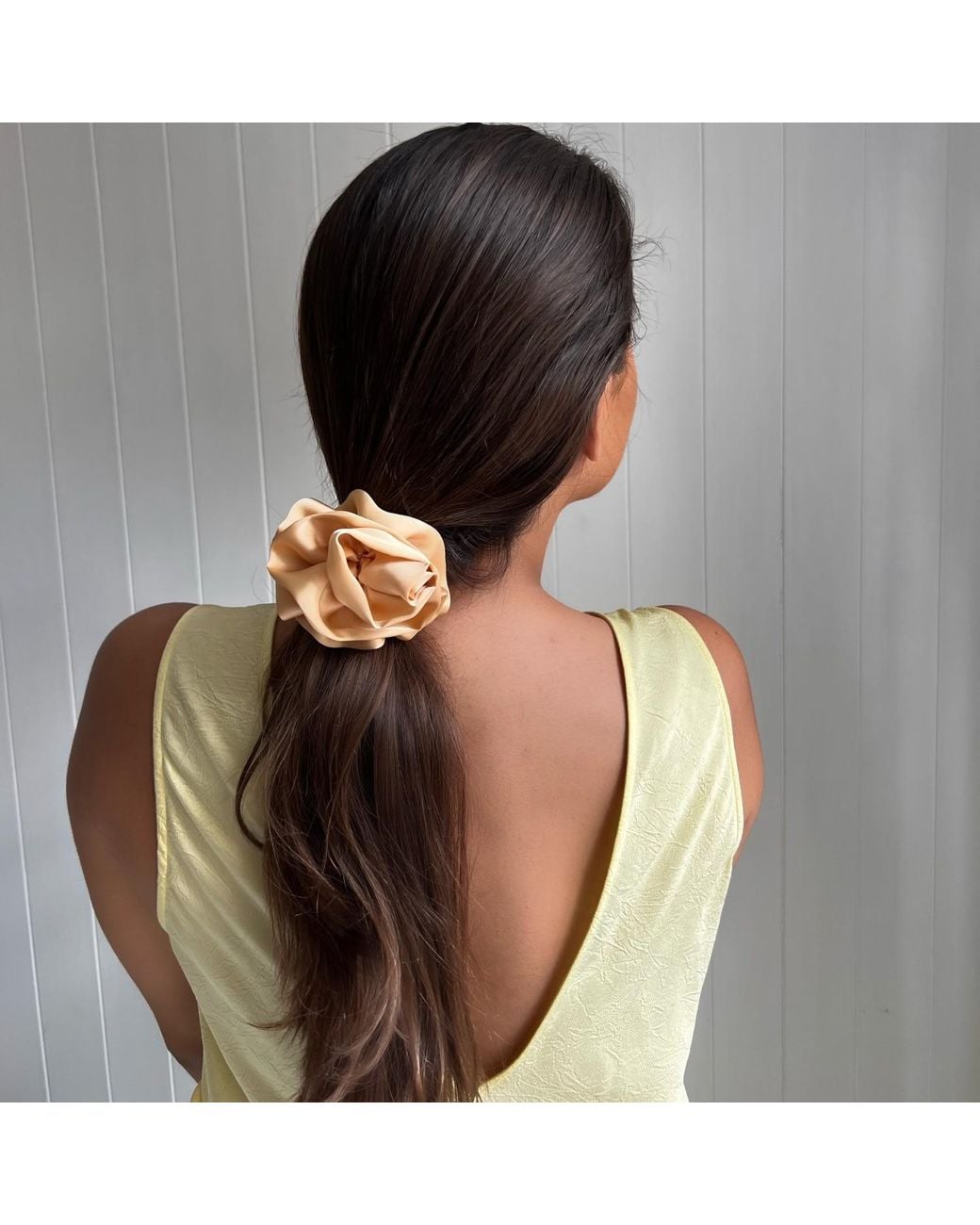 Sylk Brown Flower Applique Hair Tie