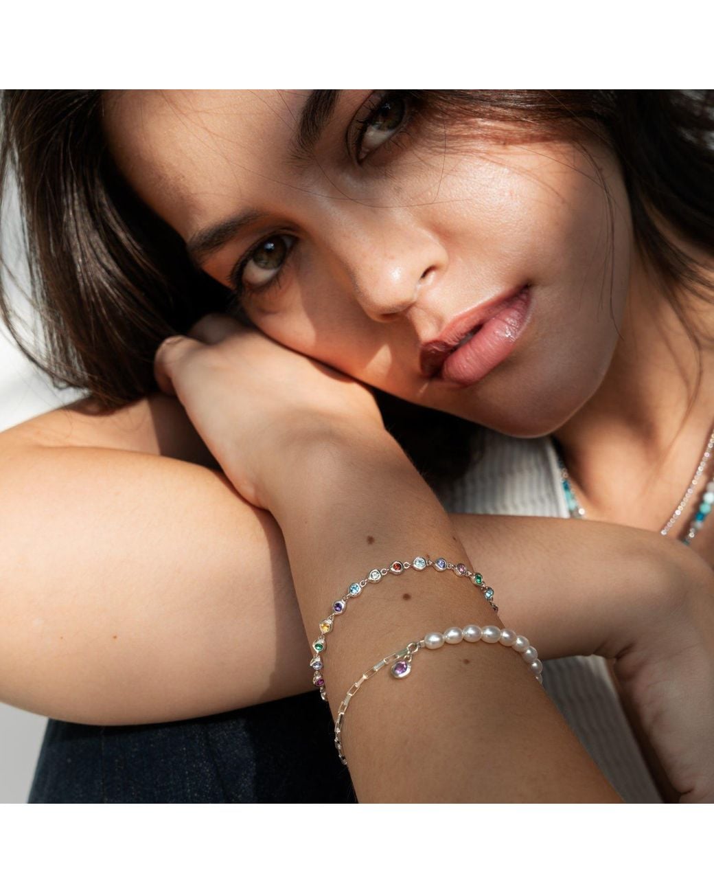 Dower & Hall Metallic Array Gemstone Line Bracelet