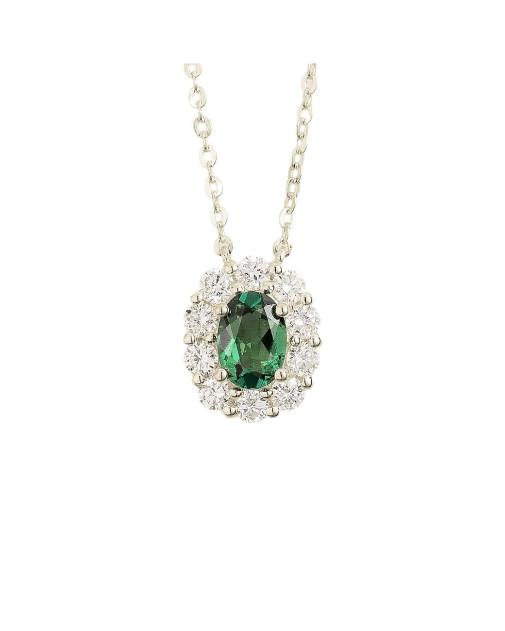 Juvetti Green Prill Necklace Set With Emerald & Diamond