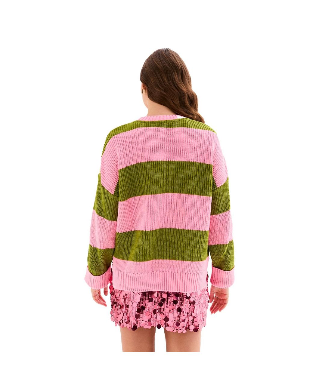 Cara & The Sky Green Rhiannon Recycled Cotton Chunky Stripe Jumper