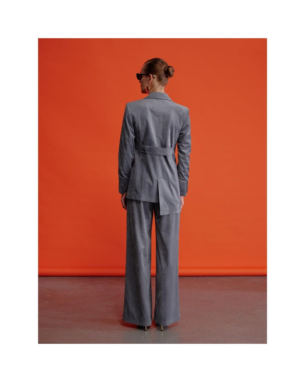 NAZLI CEREN Gray Bicolle Corduroy Jacket