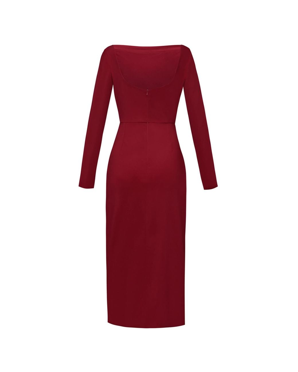 ALINA CERNĂTESCU Red Zahara Dark Mini Cocktail And Office Lyocell Draped Bodycon Dress