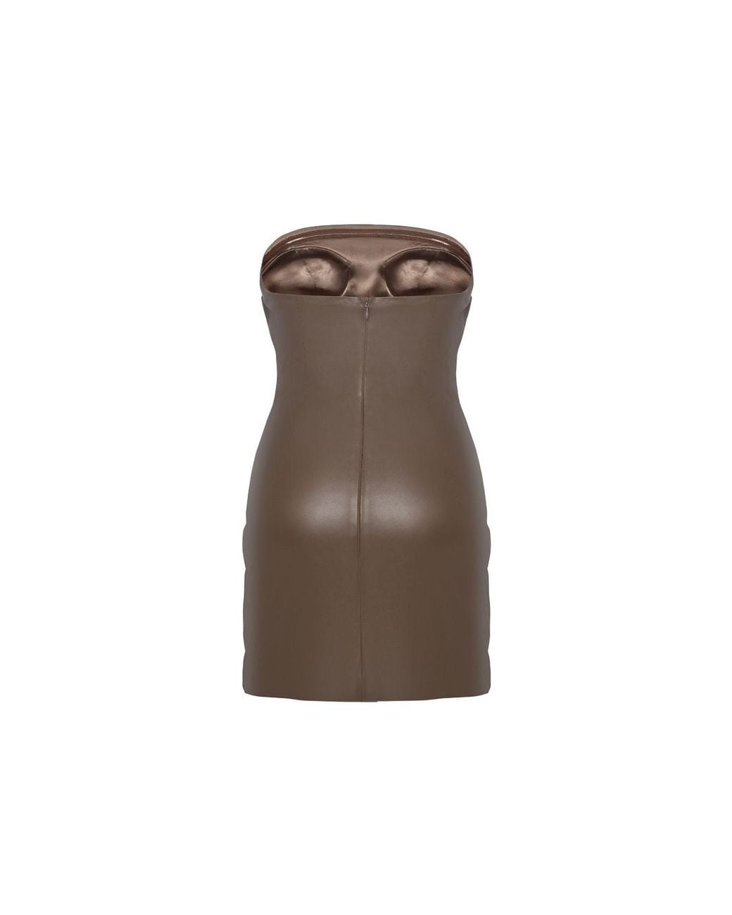 OSCARMORRIS Brown Neutrals Elle Nude Mini Dress