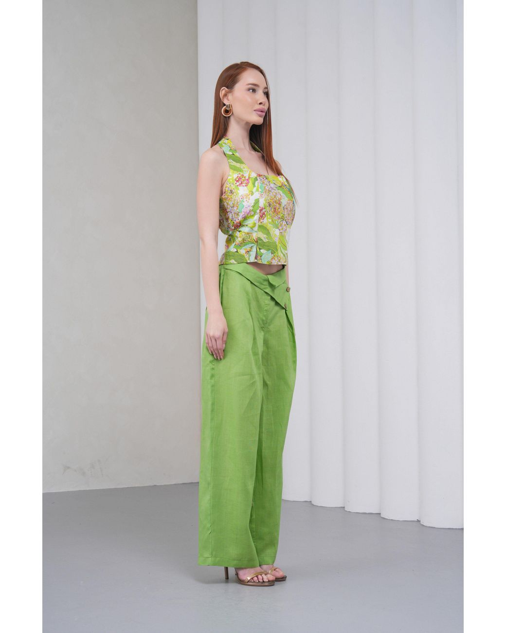 Lumina Eligma Yellow The Halterline Linen Blouse