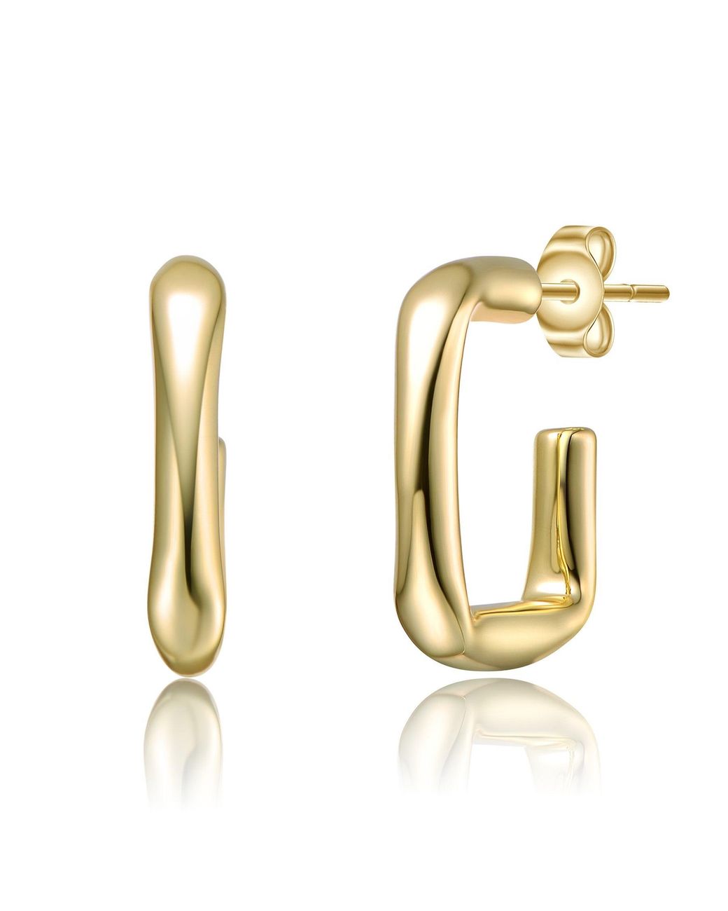 Genevive Jewelry Metallic Rachel Glauber Plated G-Shaped Hoop Earrings