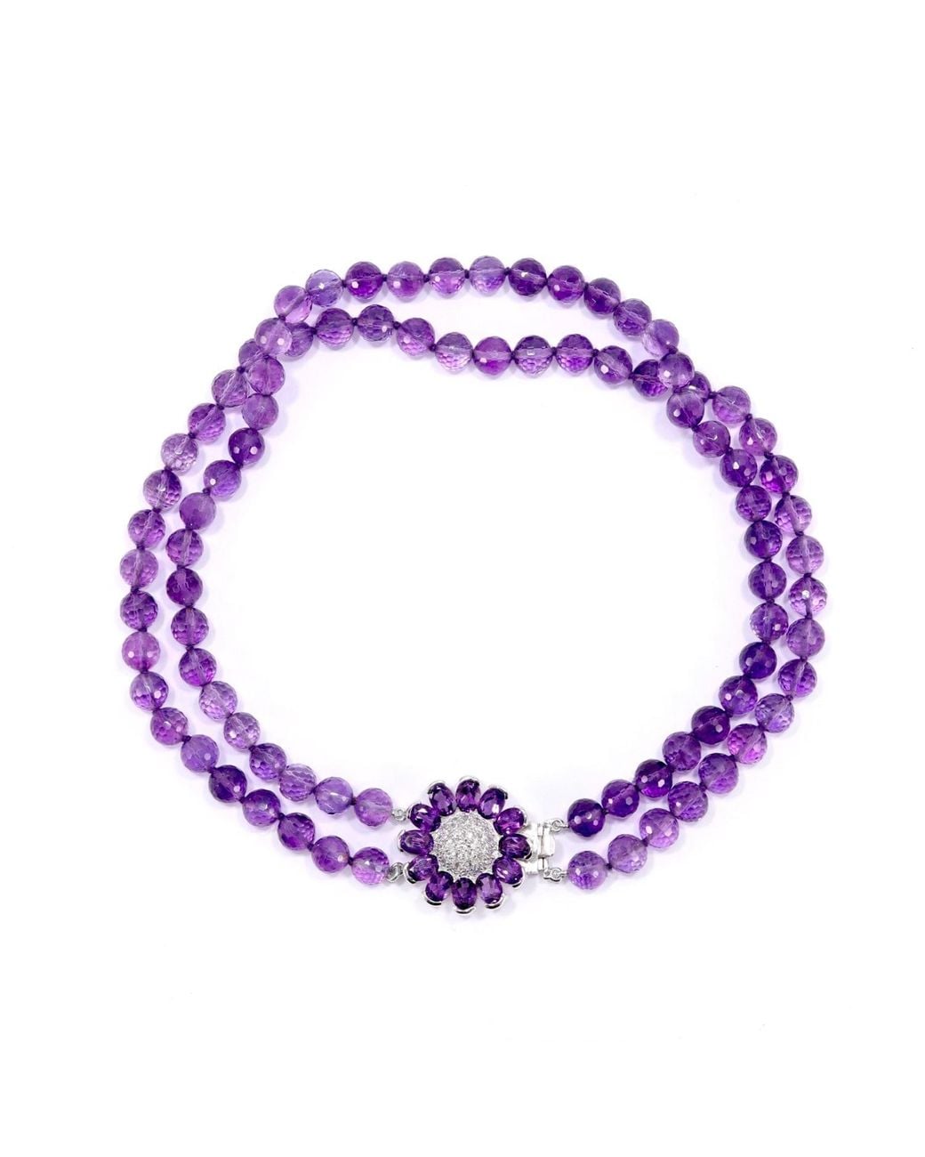 Mineralgems•Studio Purple Two-Strand Amethyst Choker With Floral Clasp