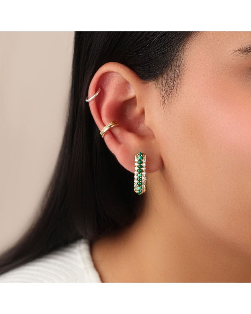 Preeti Sandhu Metallic Summer Sparkle U-Shaped Vermeil Hoops