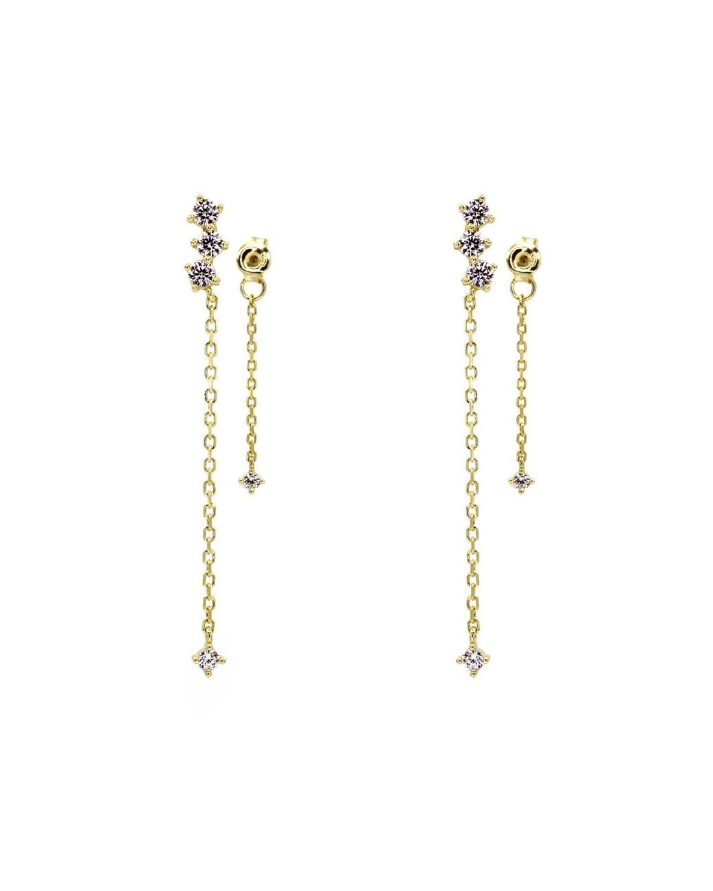 VicStoneNYC Fine Jewelry Metallic Lab Diamond Double Layer Earrings