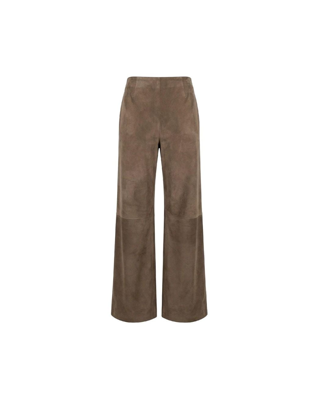 Anna Gatto Brown Wide Leg Taupe Leather Trousers