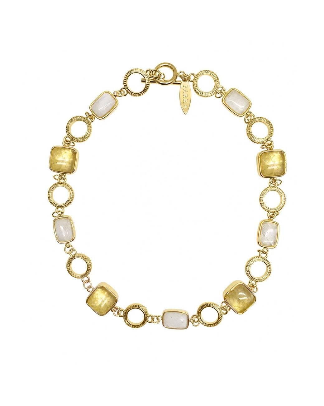 Farra Metallic Prehnite And Moonstone Charms Choker Necklace