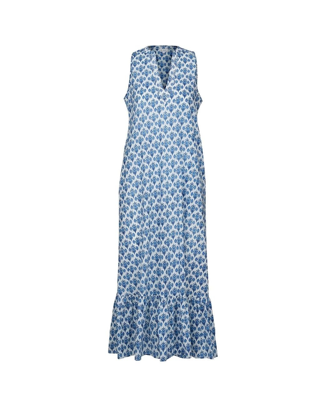 At Last Blue Cotton Lombock Midi Dress