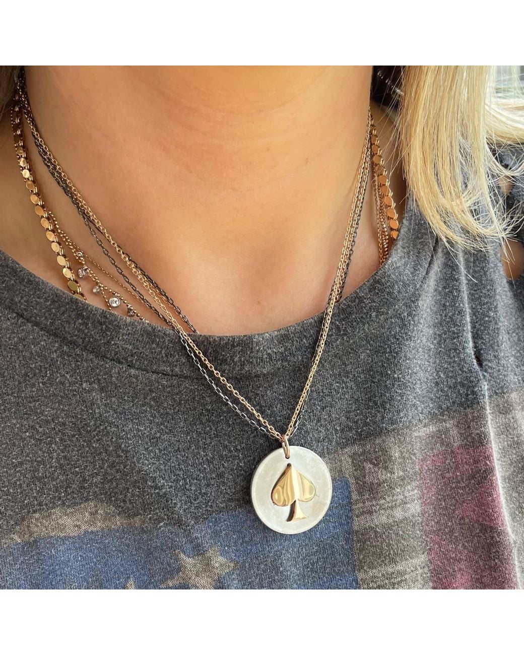 Ecce | Artisan Diamonds Metallic 14K Solid Queen Of Spades Necklace