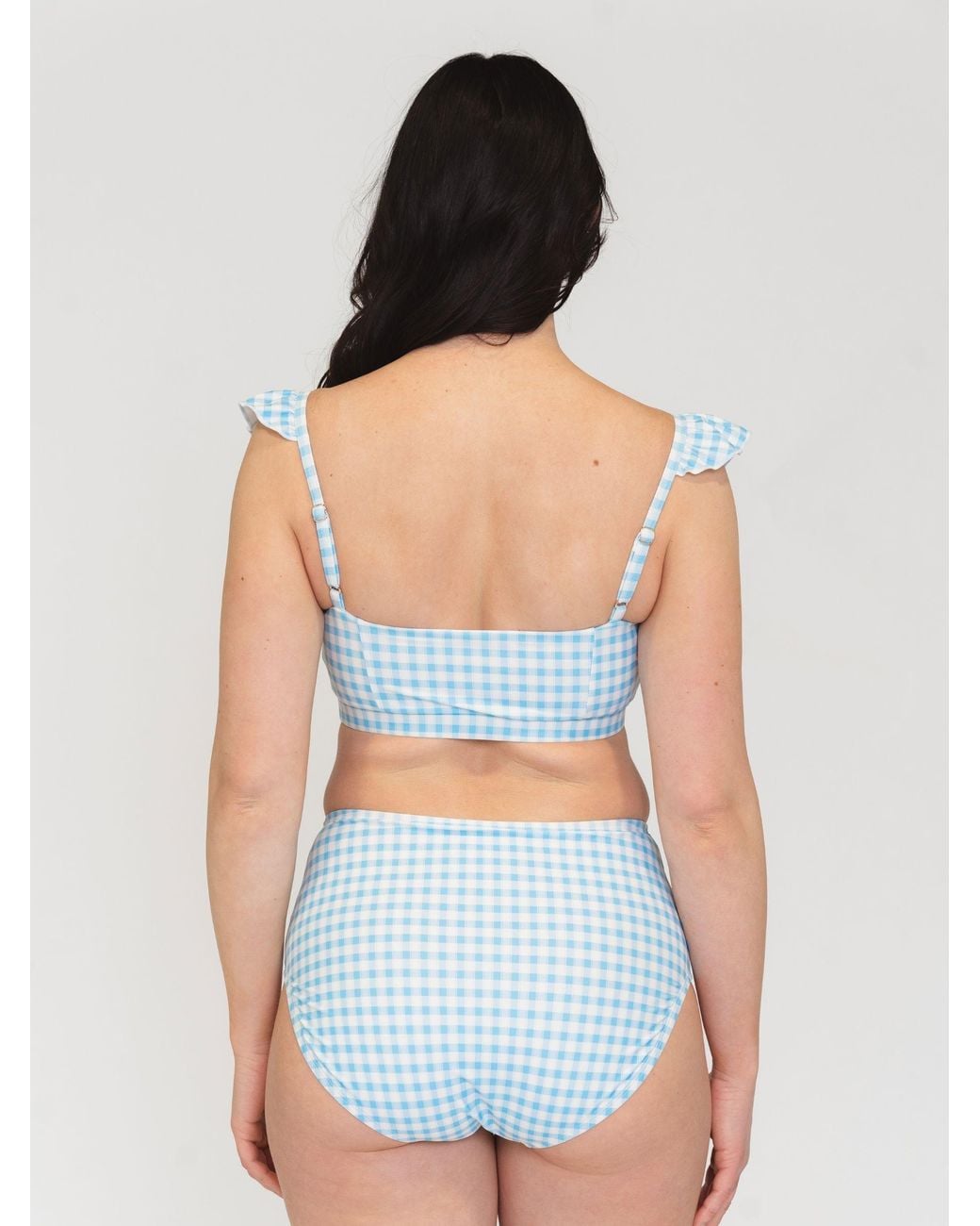 Lime Ricki Swimwear Blue Sky Gingham High-Waist Bottom