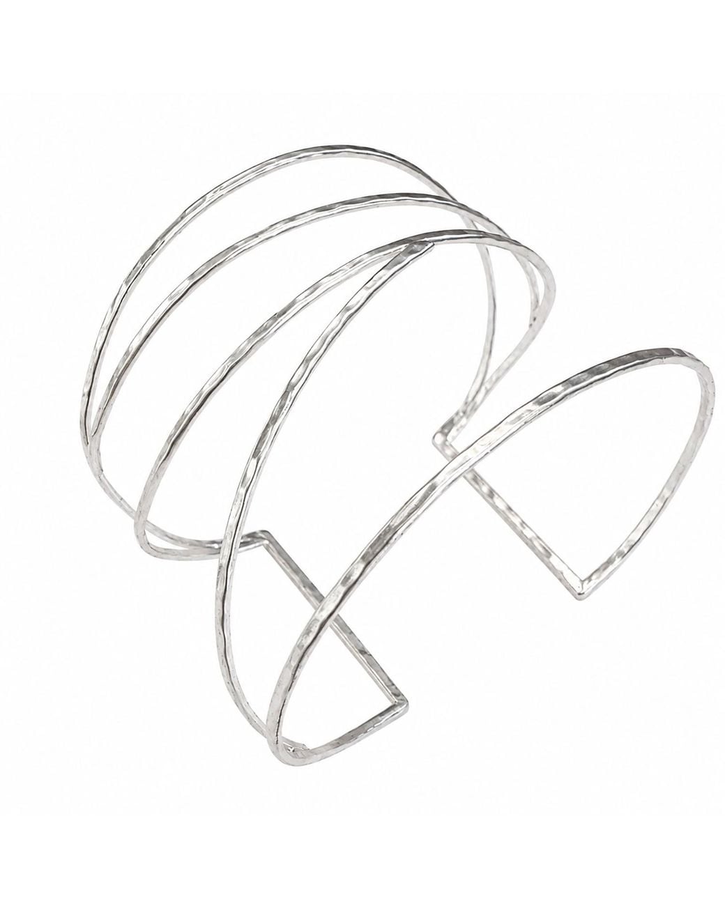 Rare Matters Jewelry White Organic Hammered Multi Wire Cuff Bracelet