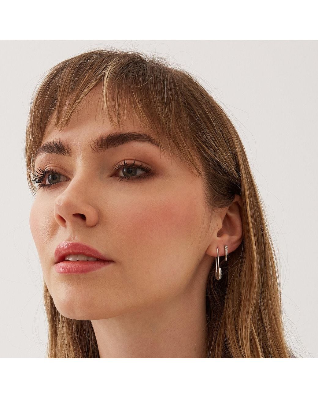 Spero London Metallic Long Pave Dagger Stud Earrings Sterling