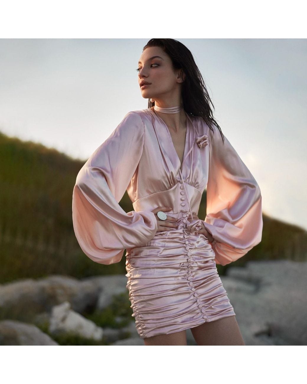 Lita Couture Pink Ruched Mini Dress