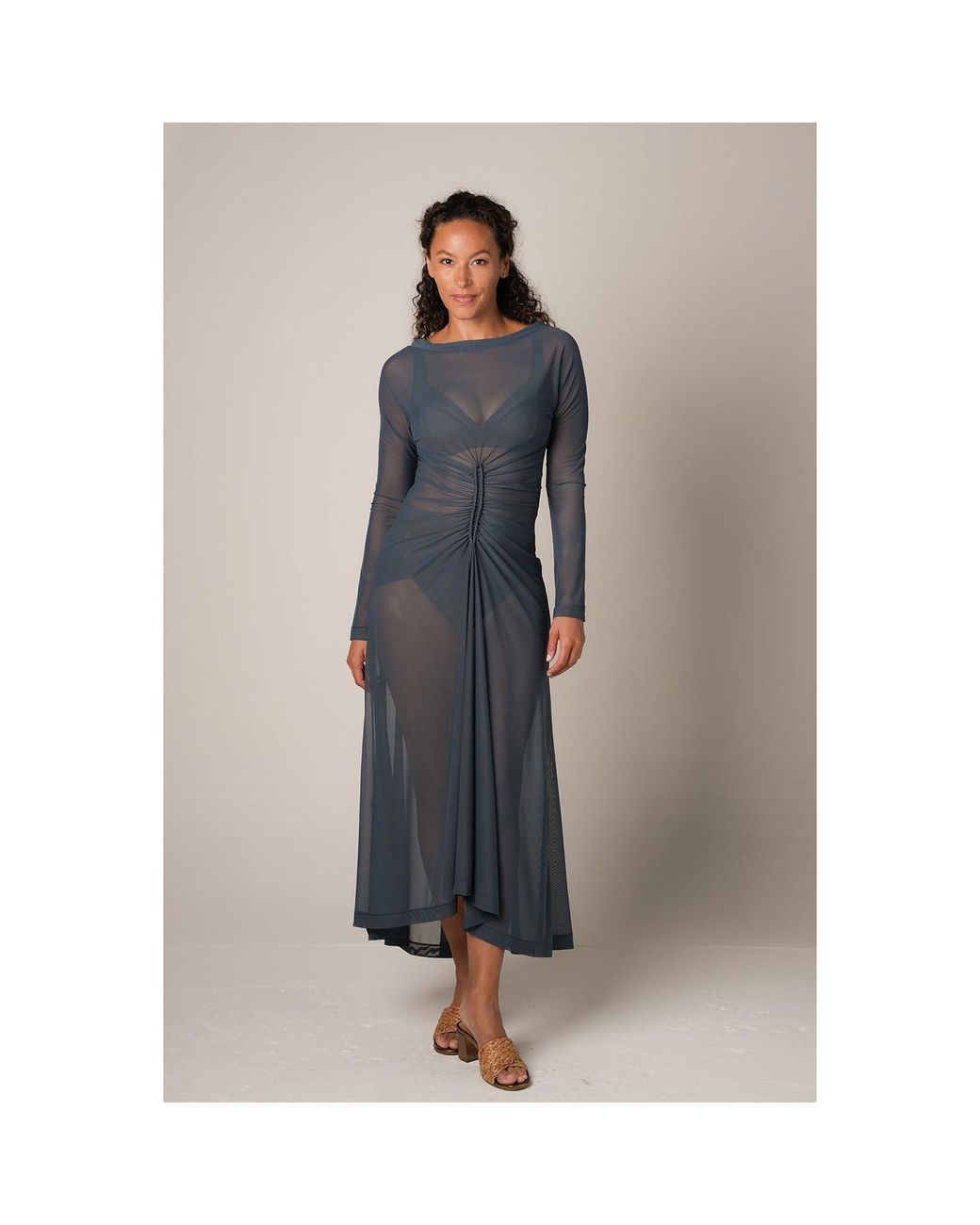 Serotone Swim Blue Mesh Long Dress