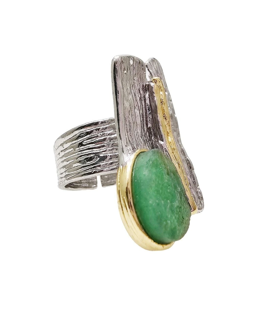 Farra Green Aventurine Stone Setting Statement Ring