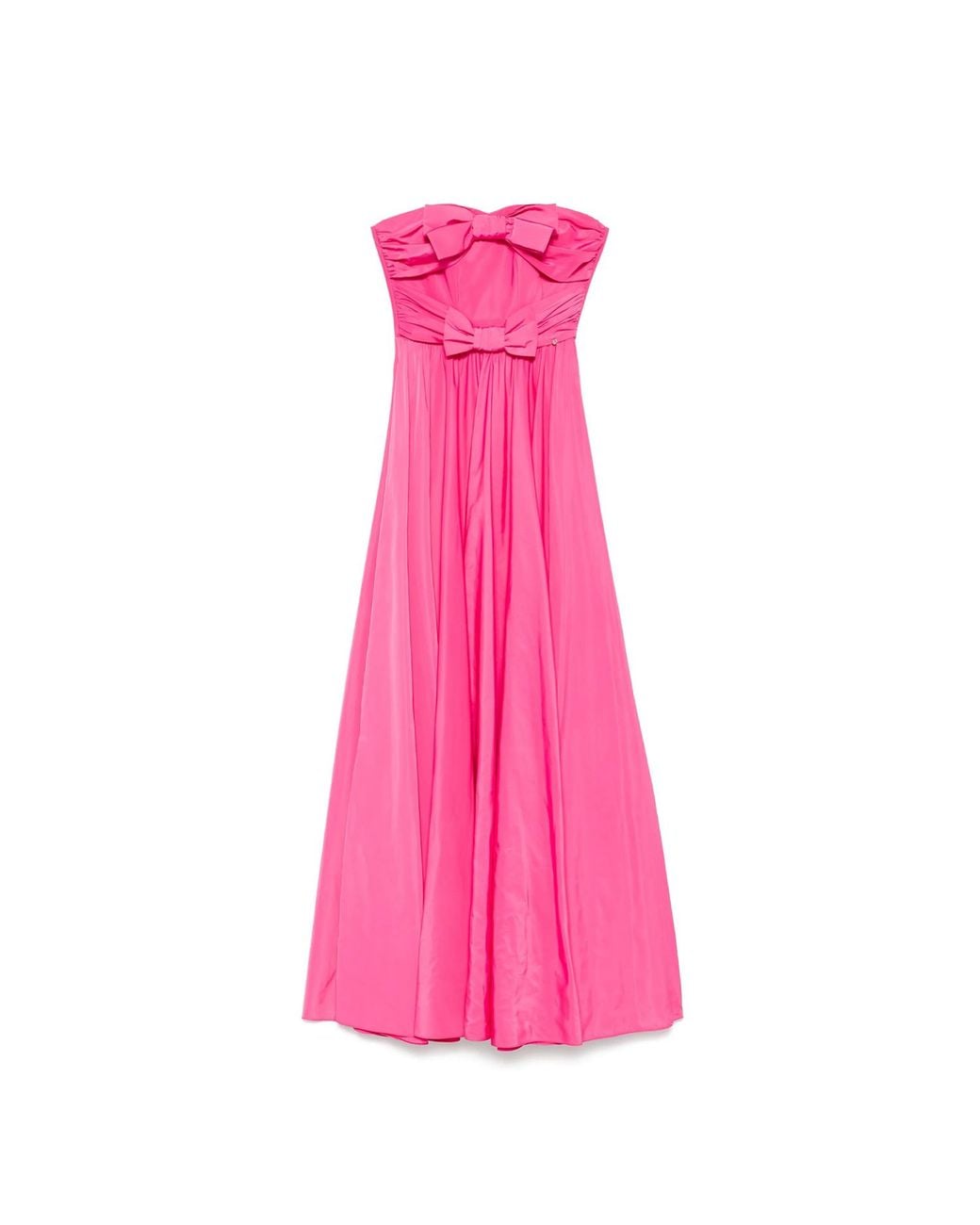 Nissa Pink Bow-Detail Taffeta Maxi Dress