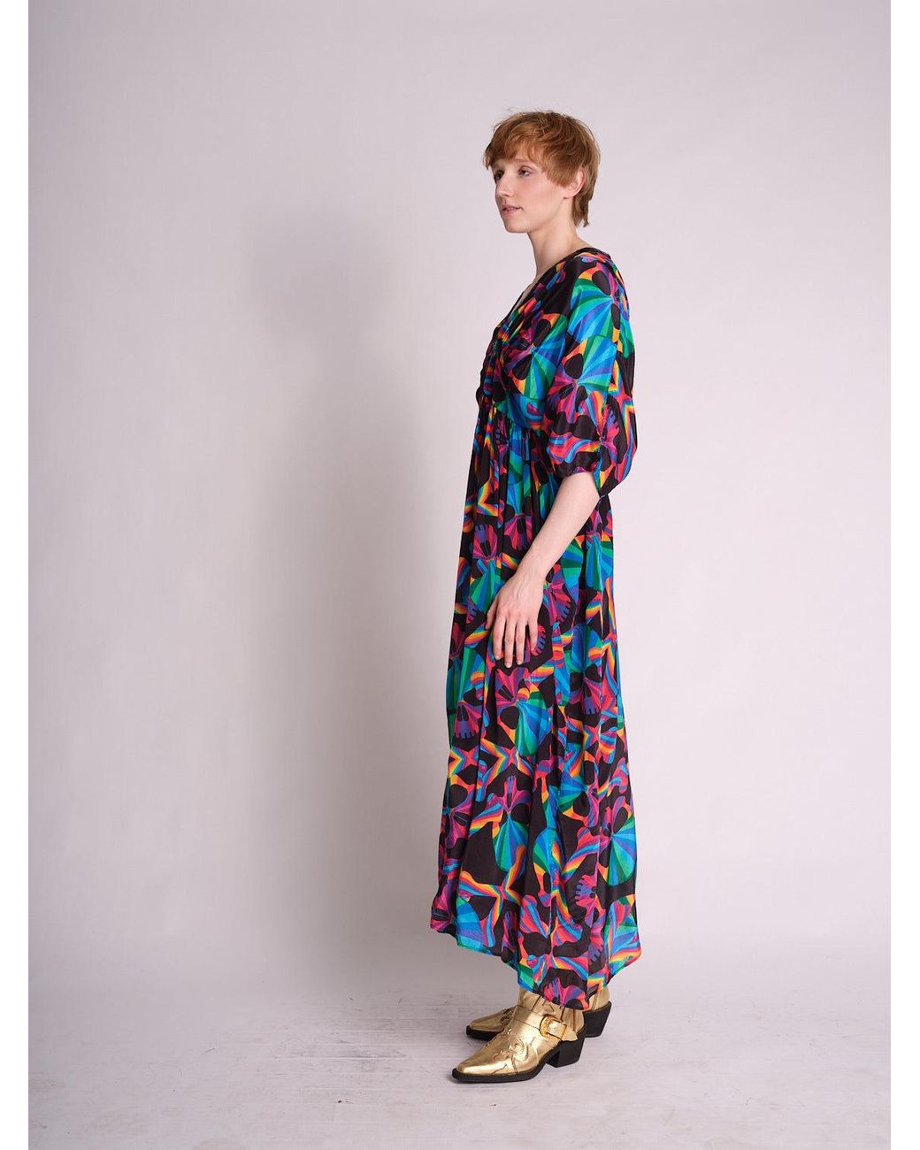 Any Old Iron Blue Skull Kaftan Dress