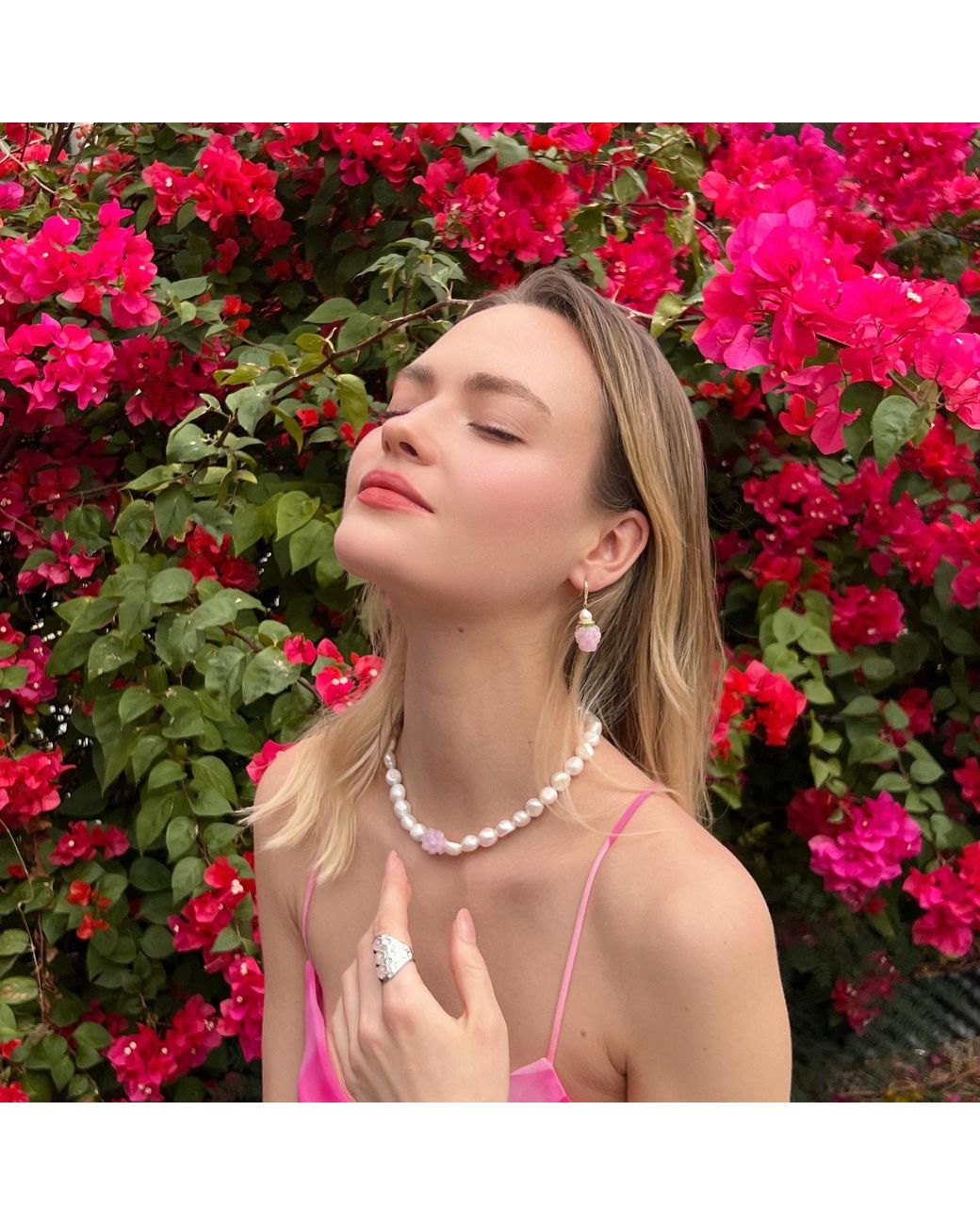 Farra Metallic Irregular Shaped Freshwater Pearls With Raspberry Necklace