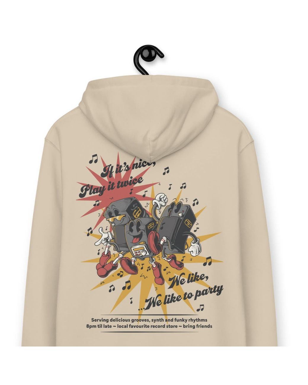 Anchor and Crew Natural Neutrals Desert Dust If It's Nice Play It Twice Disco! Organic Cotton Embroidered Heavyweight Hoodie