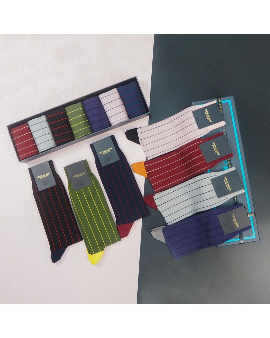 Peper Harow - Made in England Blue Pin Stripe Gift Box for men