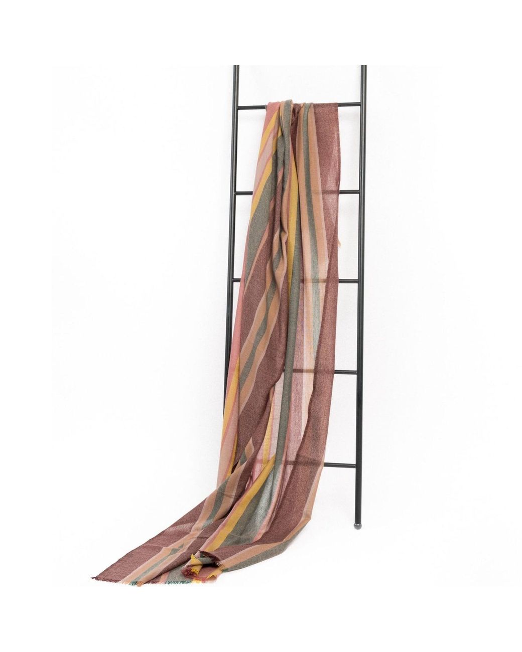 Variously Pink Barque Clay Modern Artisan Striped Soft Merino Handwoven Scarf