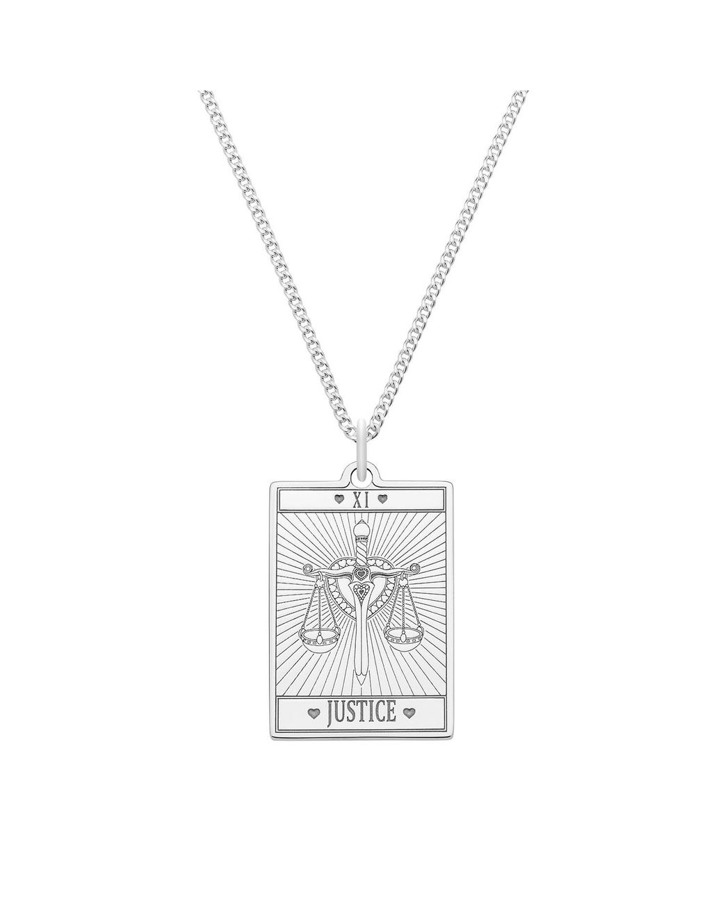CarterGore White Large Sterling “Justice” Tarot Card Necklace
