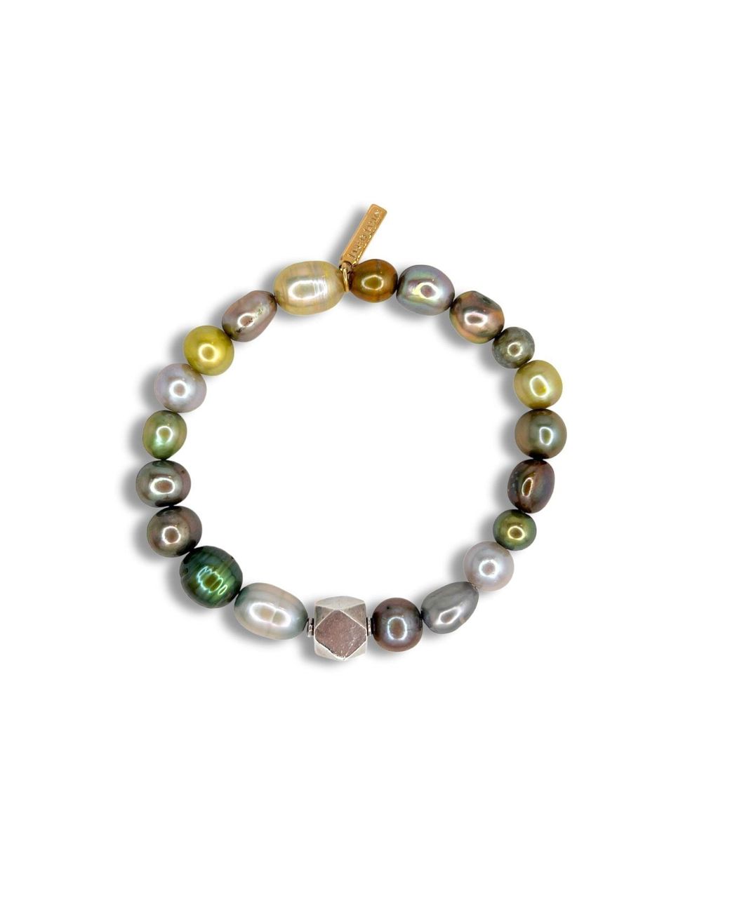 Jaredjamin White Seabed Pebble Stretch Bracelet for men
