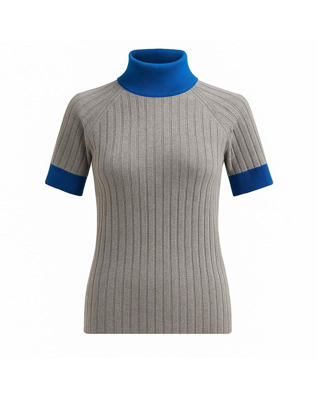 BEIRA Gray Astrid Merino And Cashmere ¾-Sleeve Luxury Knitwear Turtle Neck Top
