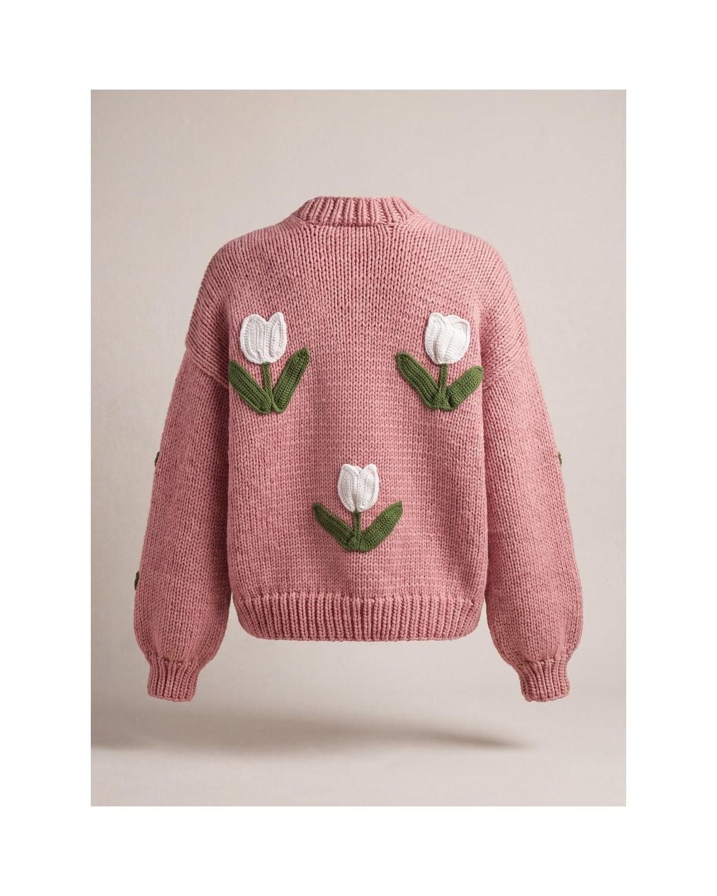 Ana Chic Pink Tulip Handmade Knitted Cardigan